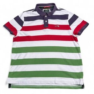 Racing Green Great Britain Polo Shirt Mens Size XL Multicolor‎ Striped Casual